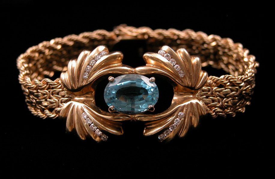 Blue Topaz & Diamond Bracelet, 06.04.04, Sold: $586.5