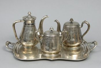 Russian .875 Silver Traveling Tea Service, 1908