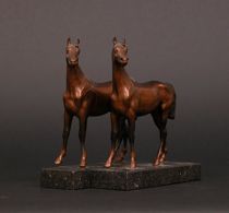 chinese ceramic blue horse bookends