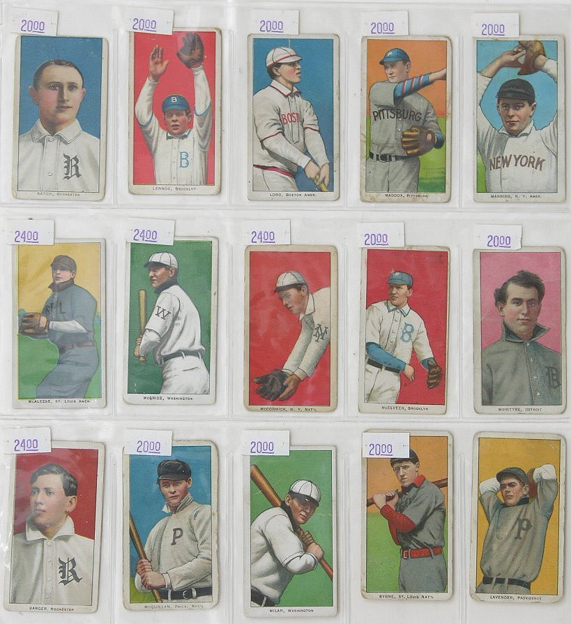 Sheet of 15 "T206" Baseball Cards, 02.05.05, Sold 299