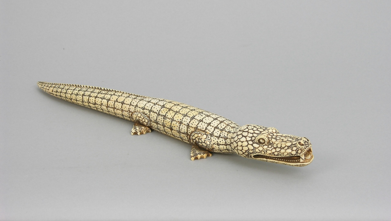 Carved Ivory Crocodile, Japanese, ca. 19th Century, 03.03.06, Sold 460