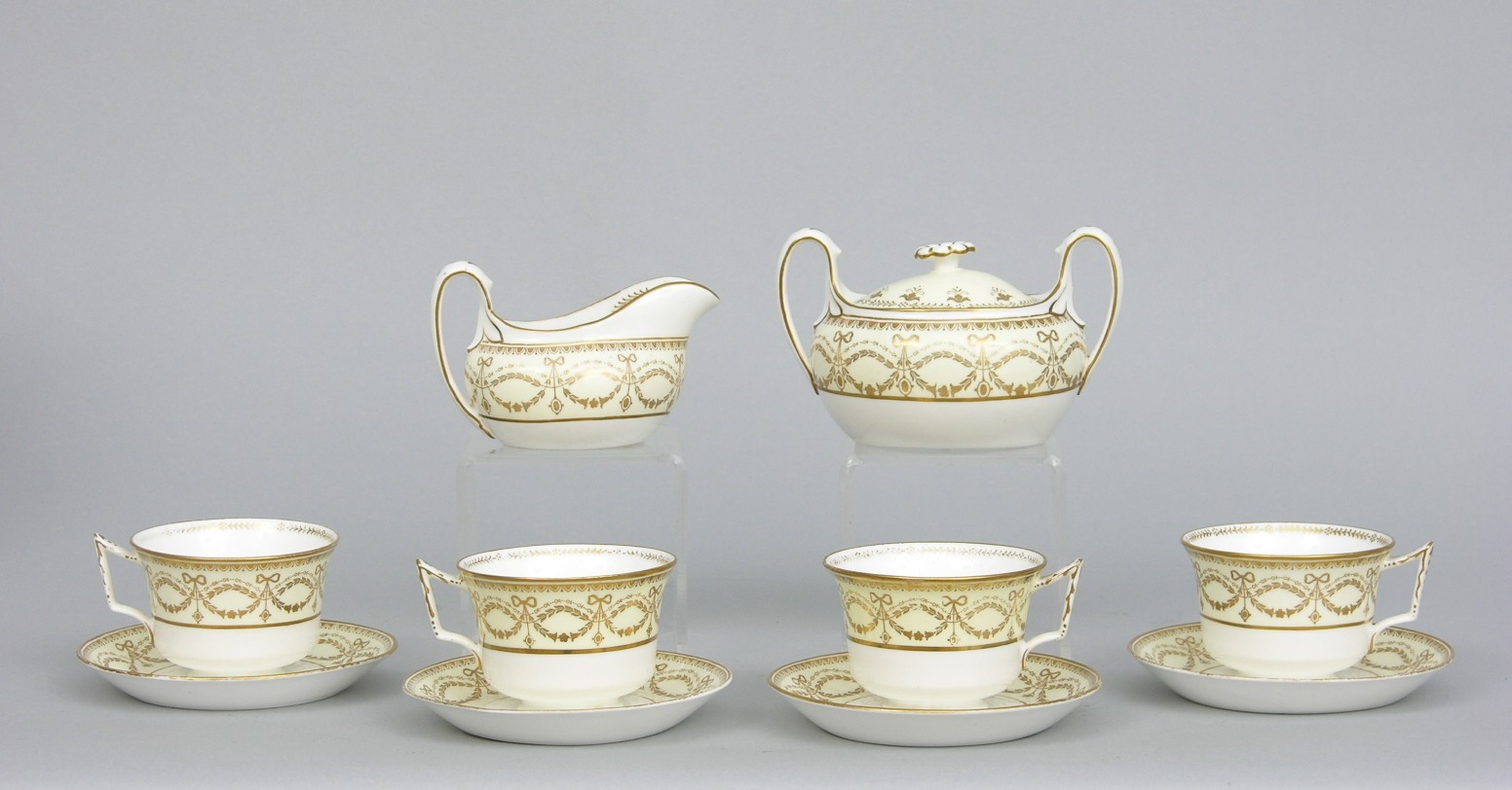 Wedgwood Gilded Bone China Tea Set Lot, Circa 19th Century, 05.20.06