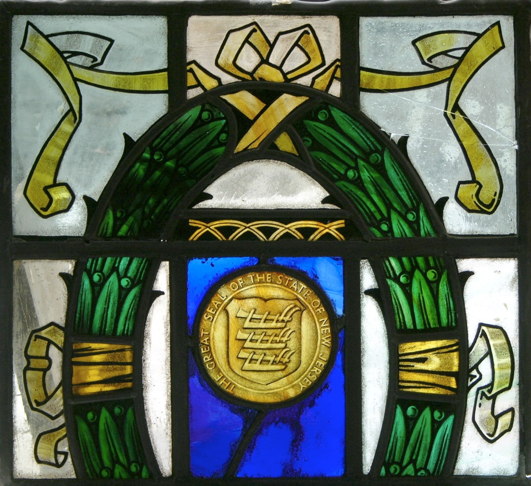A State of New Jersey Seal Stained Glass Plaque, American, ca. 20th
