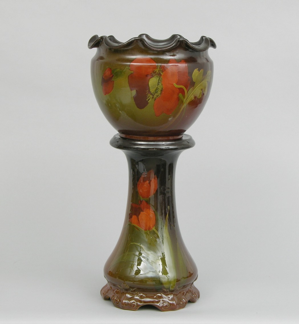 A Weller Jardiniere & Pedestal, American, ca. Early to Mid 20th Century