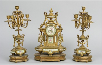 Japy Freres Mantle Clock & Garniture Set, French, Circa 19th