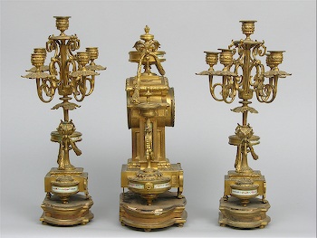 アンティークシャープナー 20点セット Japy Freres Mantle Clock & Garniture Set, French, Circa 19th