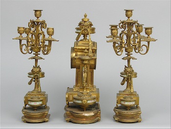 Japy Freres Mantle Clock & Garniture Set, French, Circa 19th