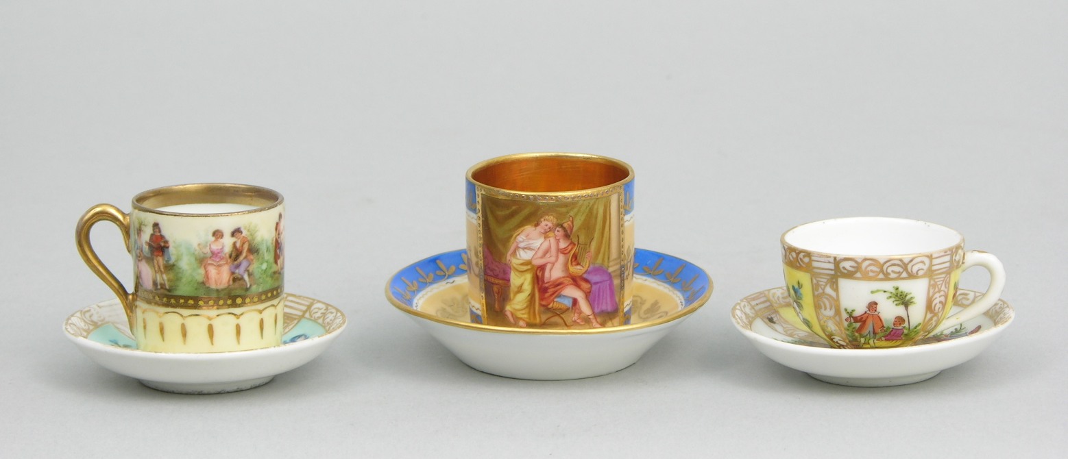 miniature porcelain tea cups and saucers
