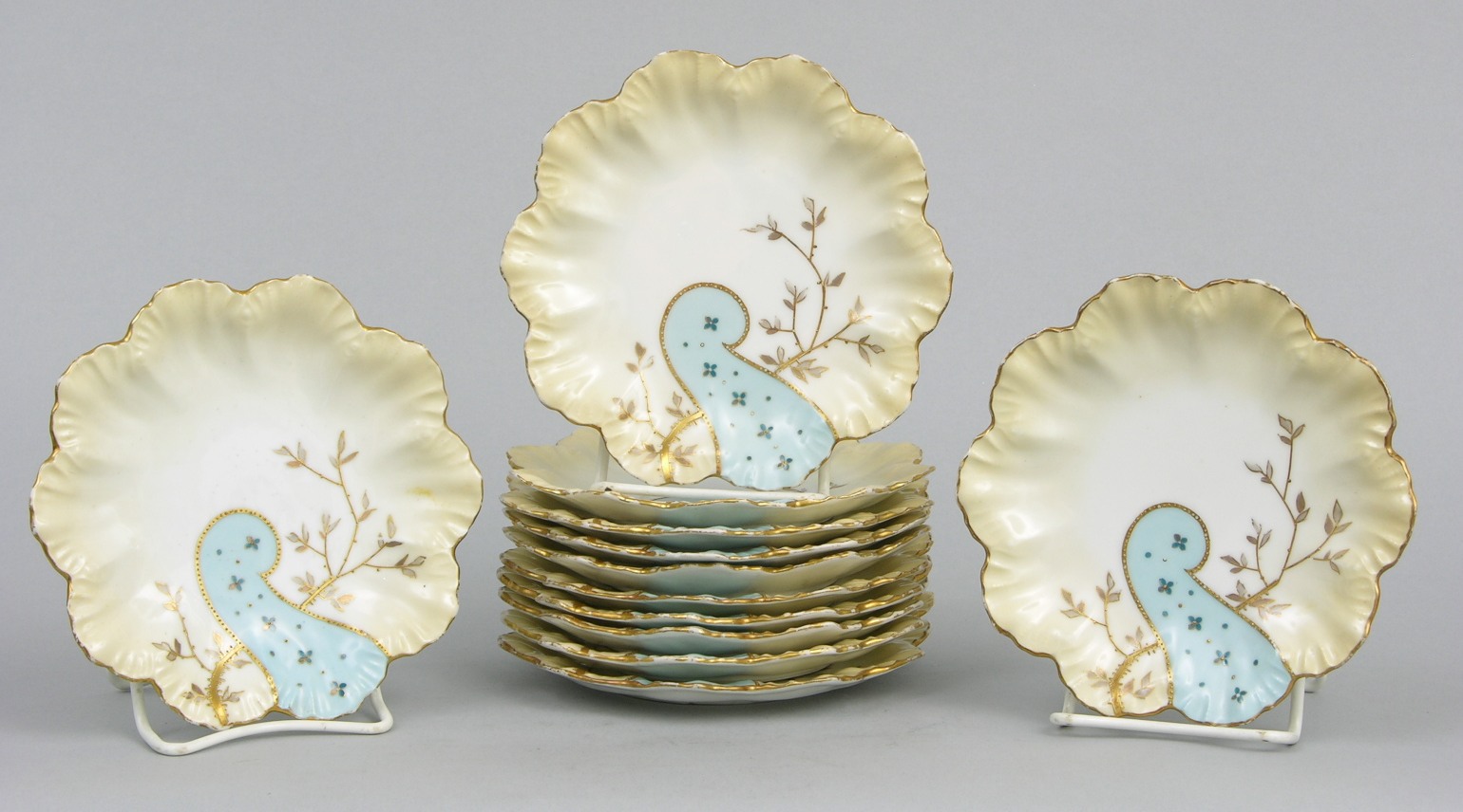 A Set of Aesthetic Movement Plates by Limoges Depose, French, ca. Early