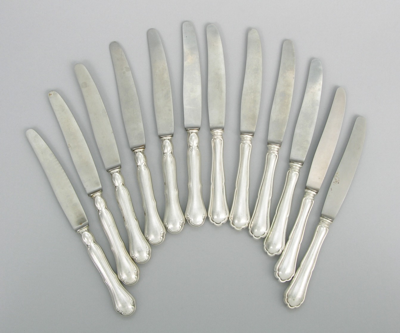 A Set of Twelve Silver Dinner Knives, German, ca. 20th Century , 09.15.06