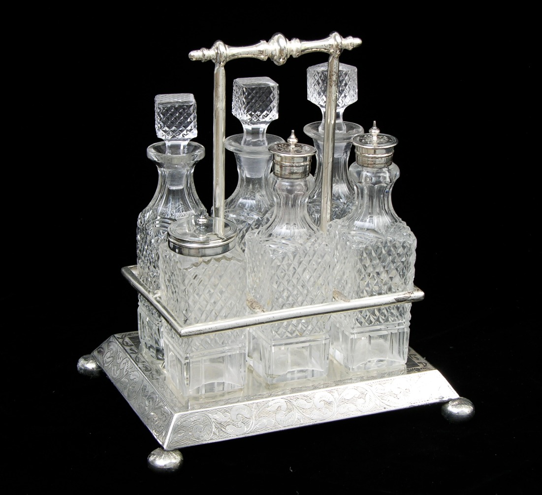 A Pretty Silver Plate and Crystal Condiment Set, 11.16.07, Sold 161