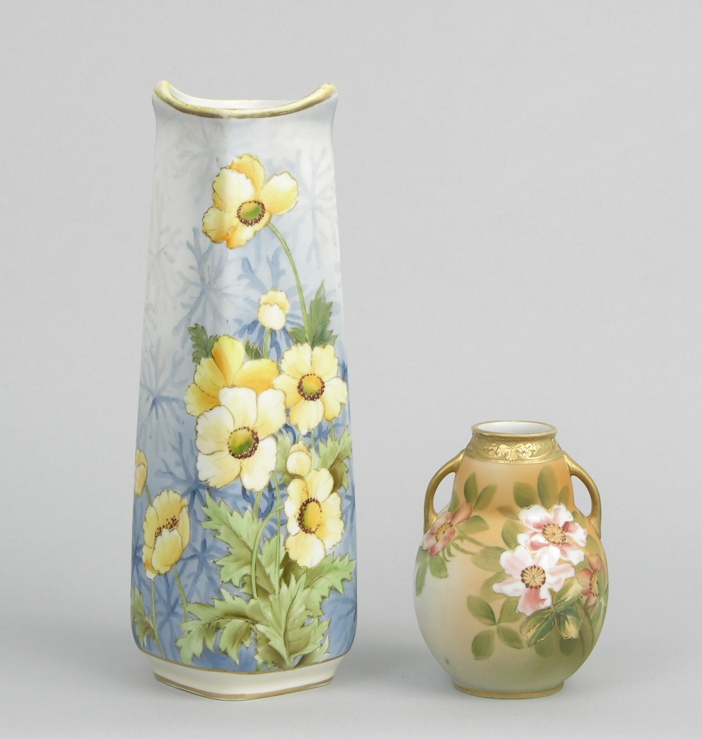 Two Nippon Handpainted Vases, Japanese, ca. 19111921, 09.20.07, Sold