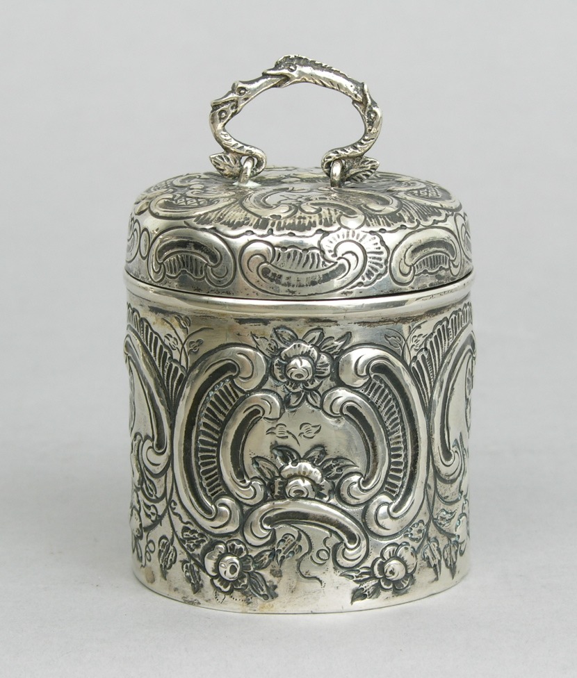 A Small Silver Canister with Lid, 03.08.08, Sold 235.75