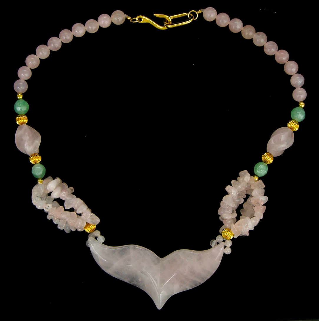 vintage rose quartz necklace