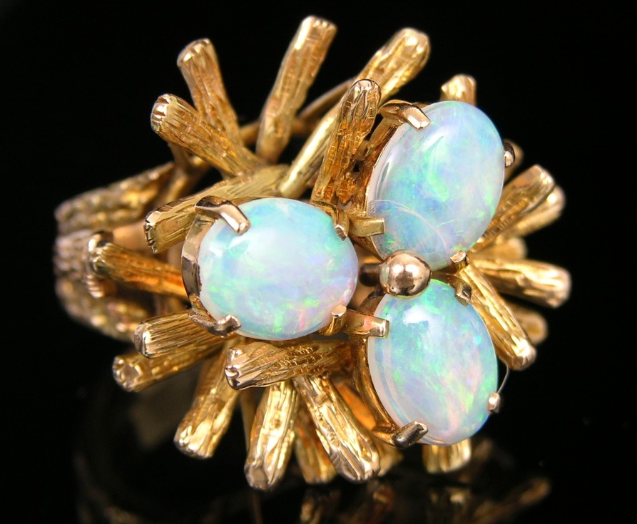 A Contemporary 14K Yellow Gold and Opal Ring, 03.07.08, Sold: $241.5