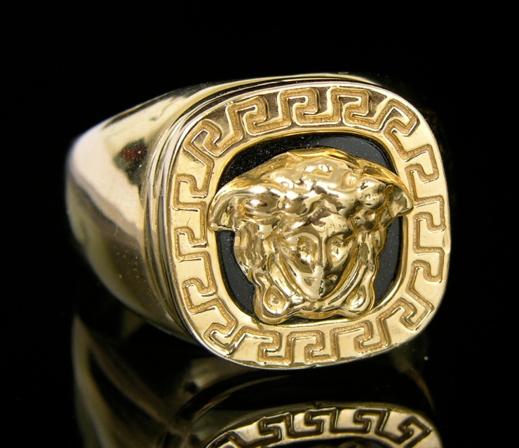 mens gold medusa ring