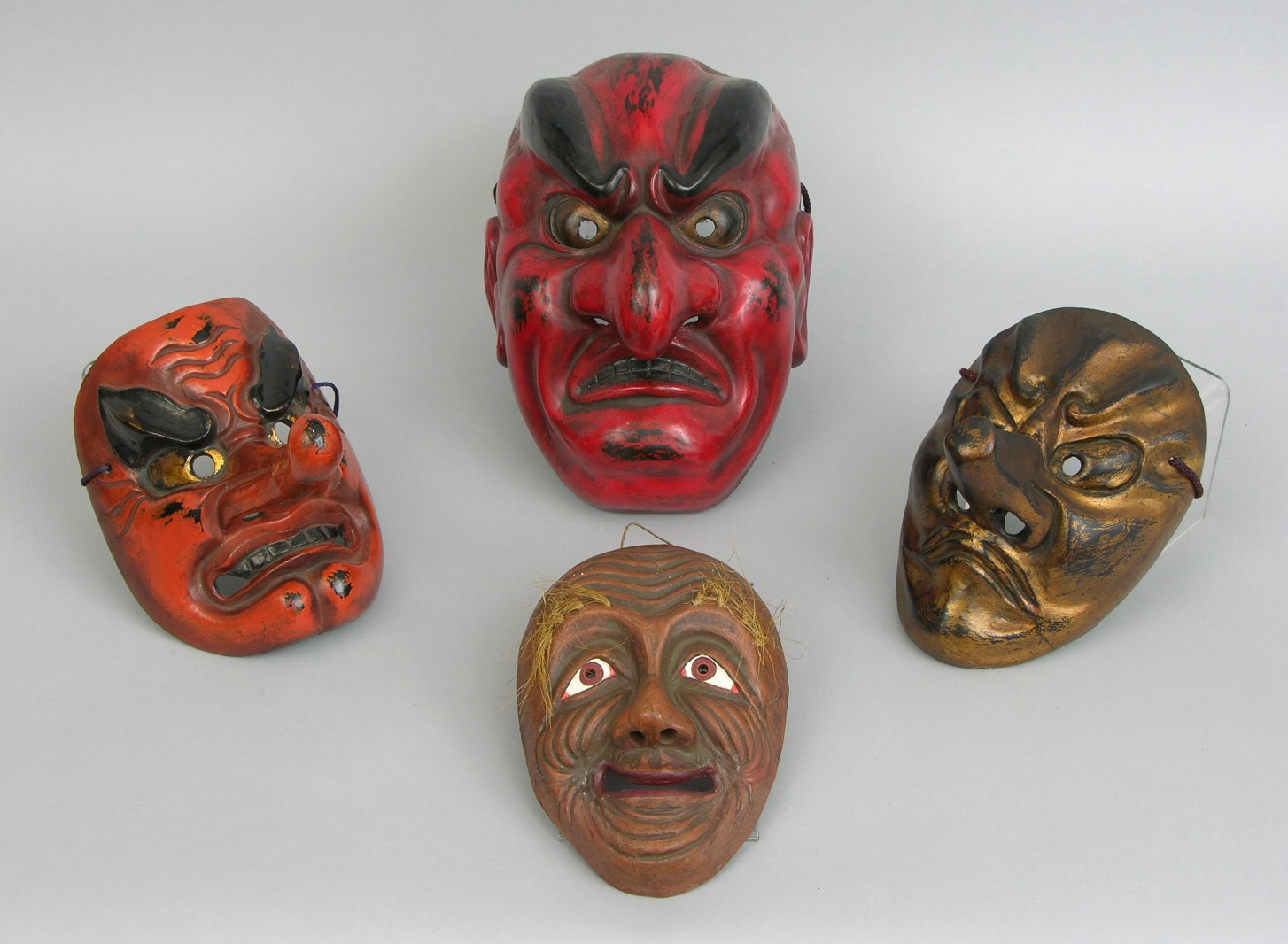 A Lot of Four Japanese Decorative Masks, Possibly Taisho Period/ 1st