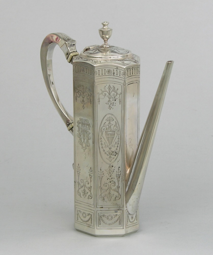 An Elegant Sterling Silver Chocolate Pot by The Sweetser Co, New York
