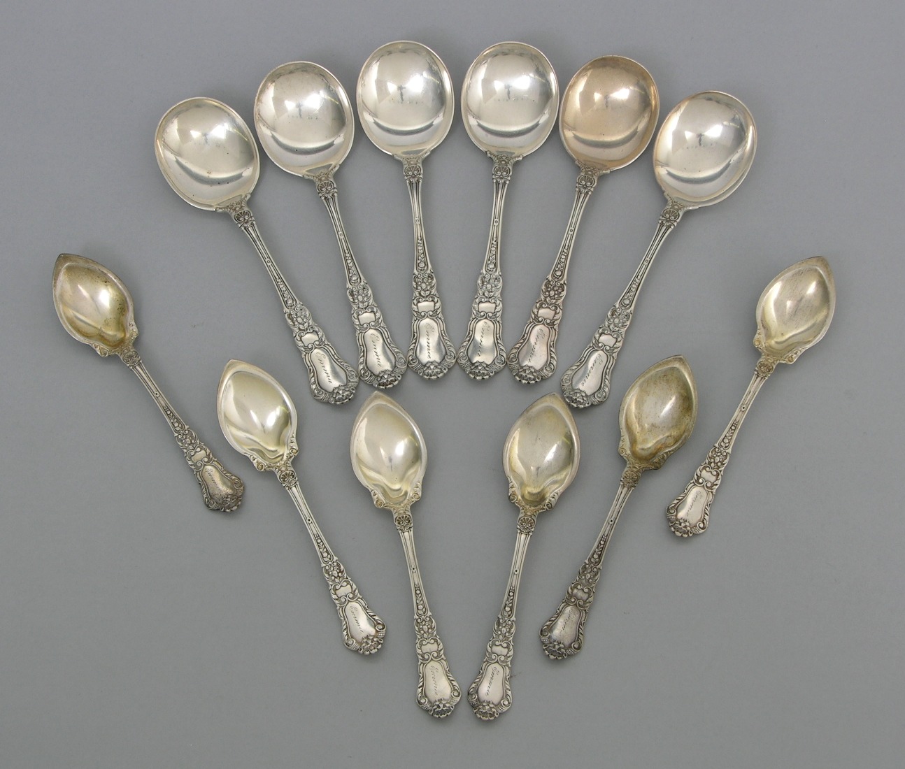 A Lot of Six Consomme Spoons and Six Sorbet Spoons, Gorham, 03.07.09