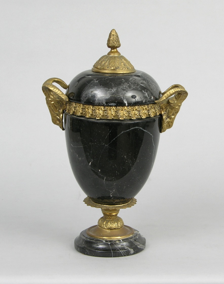 A Cast Brass and Black Marble Urn Shape with Lid, 05.16.09, Sold 115