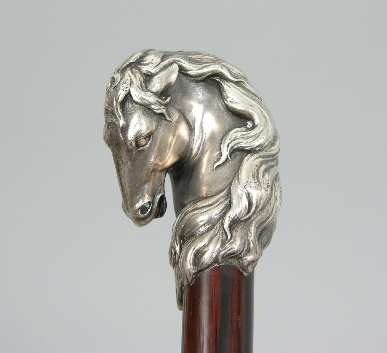 A Rare Walking Stick with a Buccellati Sterling Silver Horse's Head