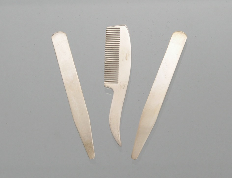A Tiffany & Co Sterling Silver Mustache Comb and Collar Stays , 05.15.