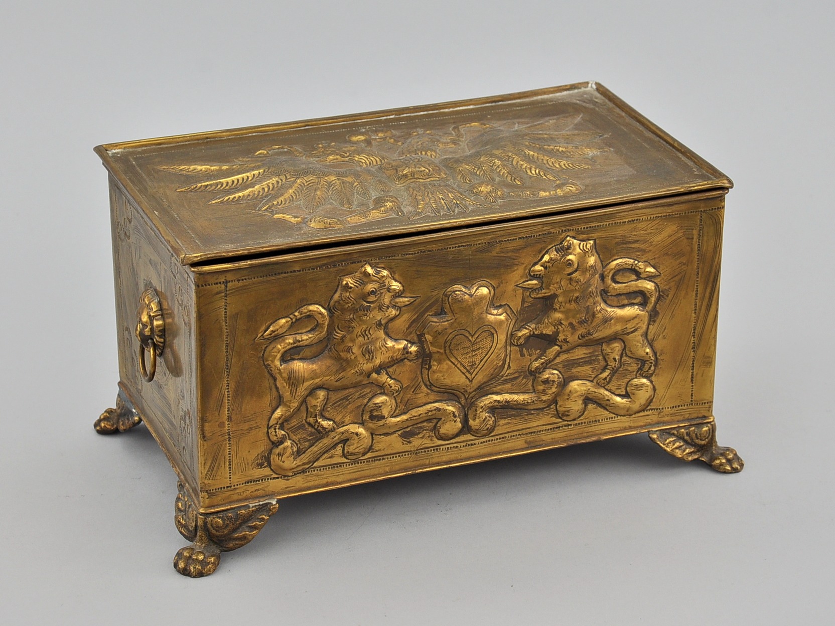 A Brass Plated Hand Made Humidor, 11.21.09, Sold 138