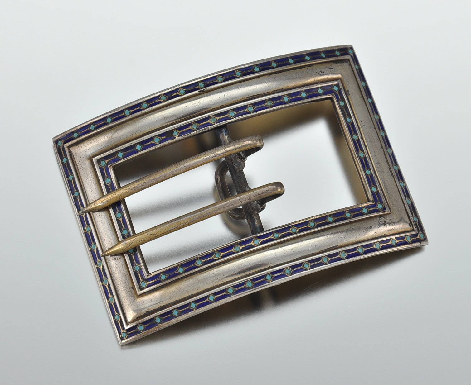 A Sterling Silver And Enamel Belt Buckle By William B. Kerr & Co., 11. ...