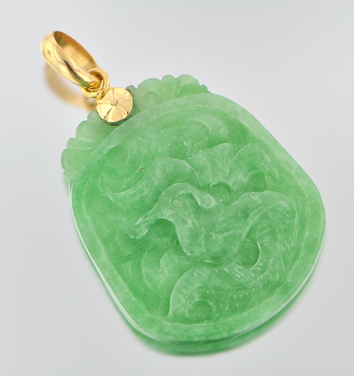 A Carved Green Jade Pendant , 11.20.09, Sold: $166.75