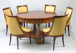 A Carved Devil Motif Arm Chair 11 21 09 Sold 241 5 An Empire Style Dining Table And Six Chairs Ca 19th Century