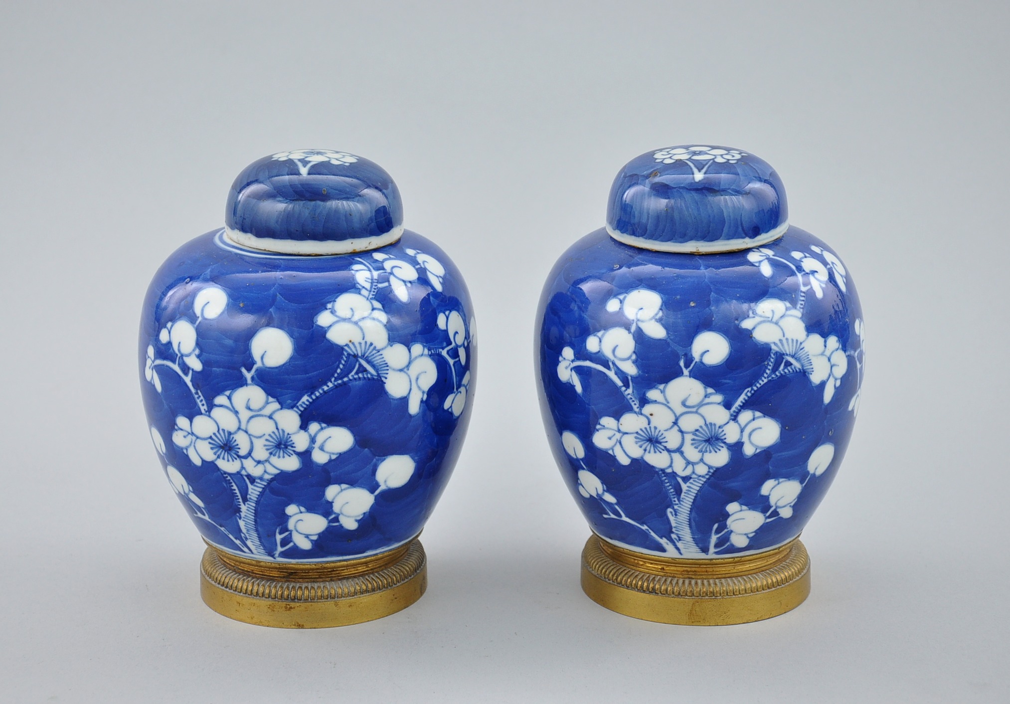 A Pair of Japanese Blue and White Ceramic Ginger Jars With Covers, Late
