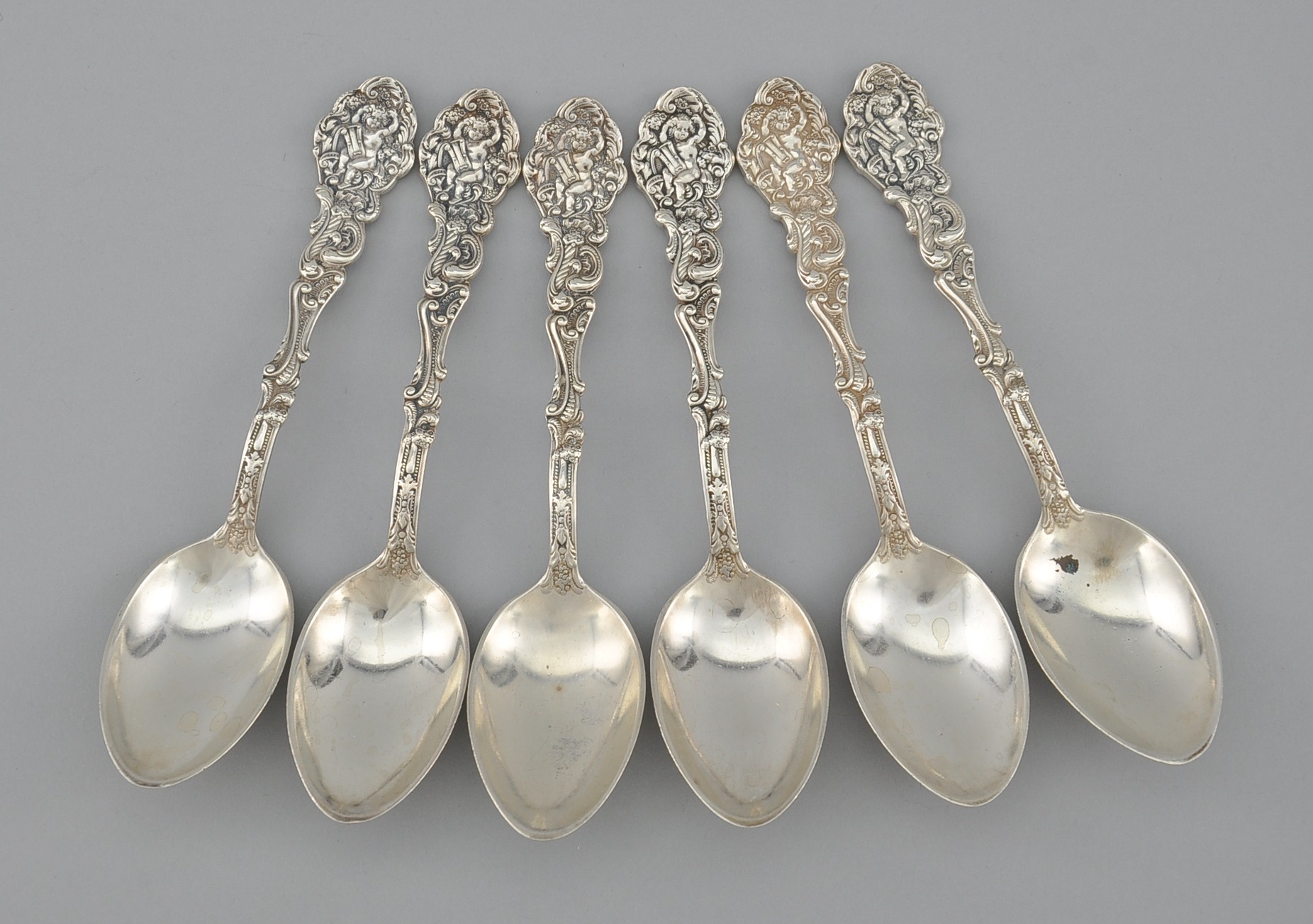 A Set of Six Antique Sterling Silver Teaspoons by Gorham, ca. Last Quarter 19th Century, 09.26.
