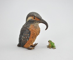 A Cold Painted Vienna Bronze Bird and a Tree Frog