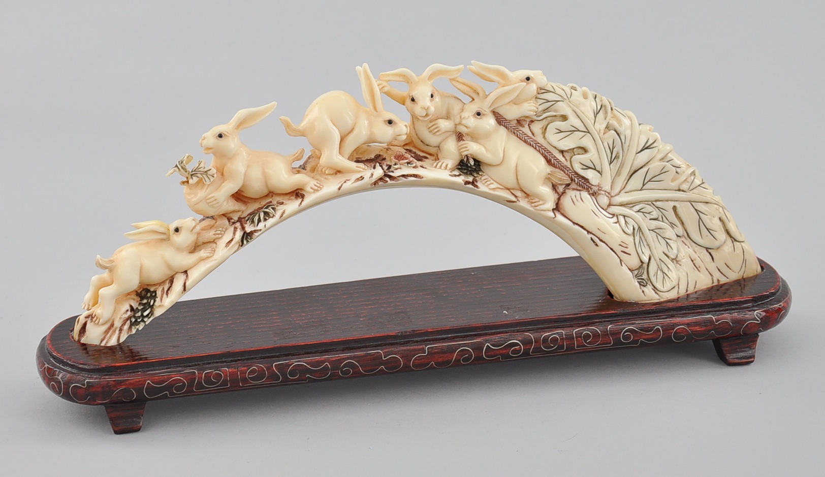A Carved Ivory Ornament of Rabbits, 20th Century, 03.06.10, Sold 350.75