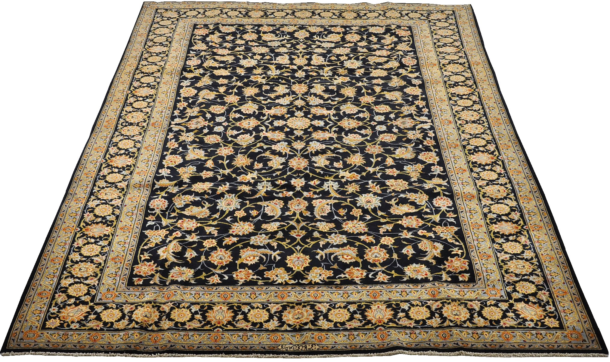 A Signed Blue Persian Kashan Carpet, 05.22.10, Sold: $747.5