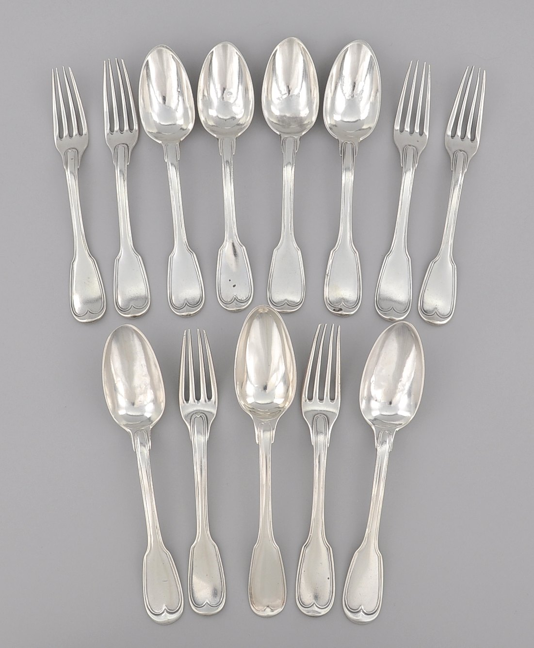A Lot of the First French Empire Sterling Silver Seven Tablespoons and