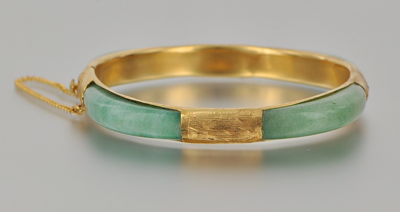 A Hinged Jade Bangle Bracelet , 05.21.10, Sold: $46