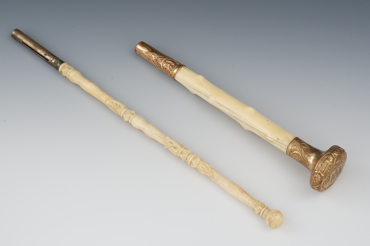 Two Carved Parasol Handles, ca. 19th Century, 11.19.10, Sold 172.5