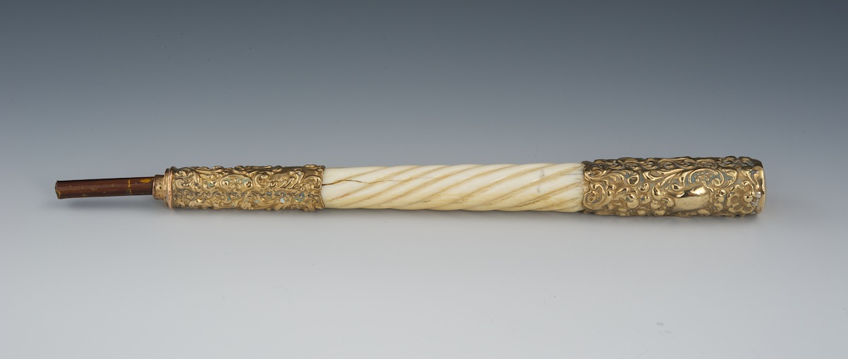 A Victorian Gold Filled and Bone/Ivory Parasol Handle, 11.19.10, Sold 115