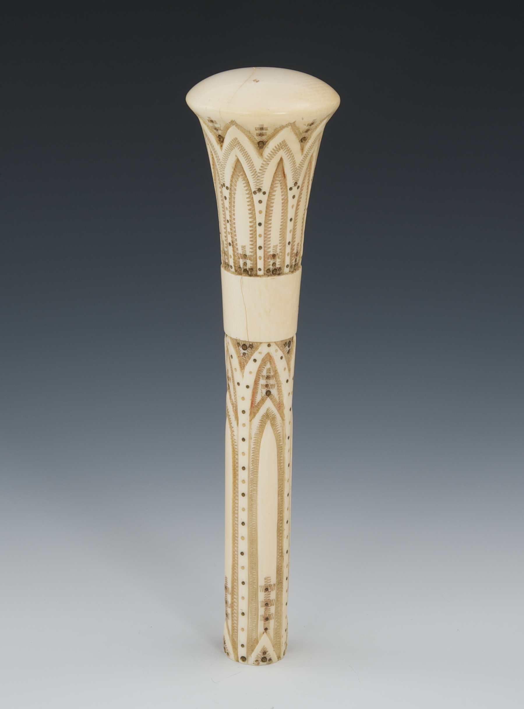 High resolution image for A Victorian Carved Ivory "Lotus" Parasol Handle