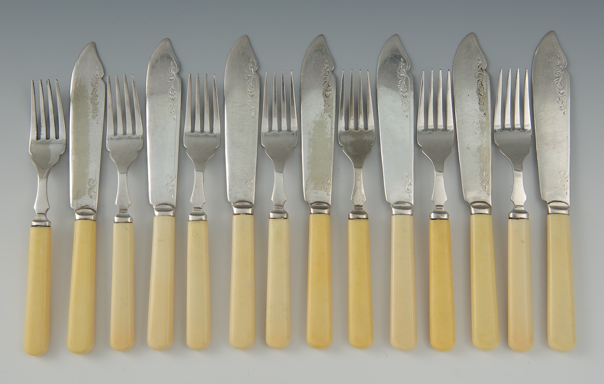 A Set of Victorian Silver Plated Fish Forks and Knives for