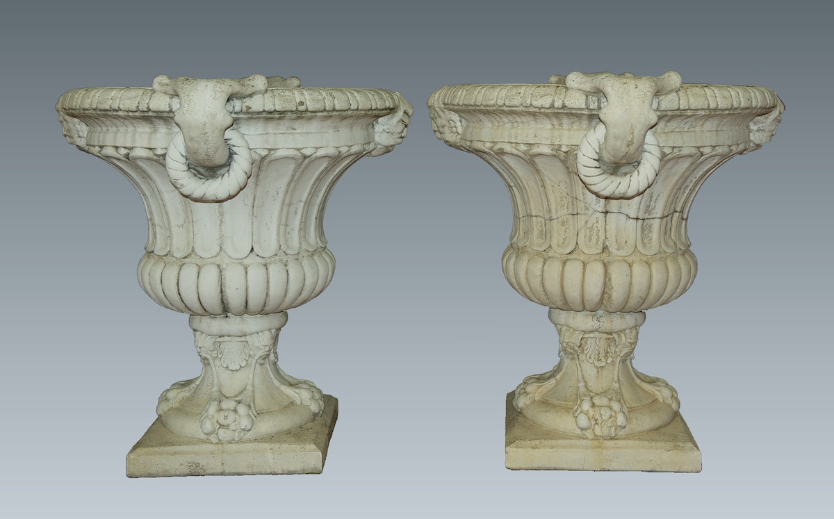 A Monumental Pair of Cast Cement Garden Urns, 01.29.11, Sold: $460