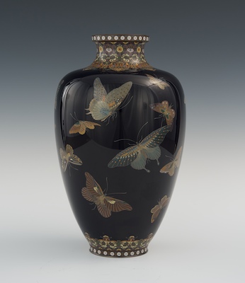 192. A Large Cloisonne Butterfly Vase, With Mark of Hayashi 