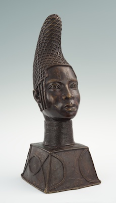 An African Commemorative Brass Head of Iyoba Benin Queen Mother ...