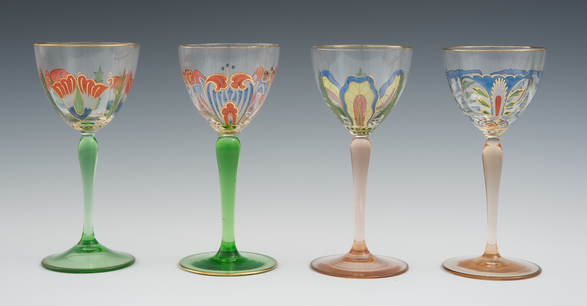 Four Meyrs Neff Art Nouveau Painted Glasses , 05.26.11, Sold 293.25
