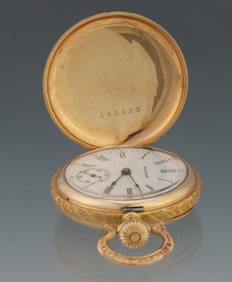 A Ladies' Waltham Tri Color Gold Hunters Case Pocket Watch, ca. 1906 ...