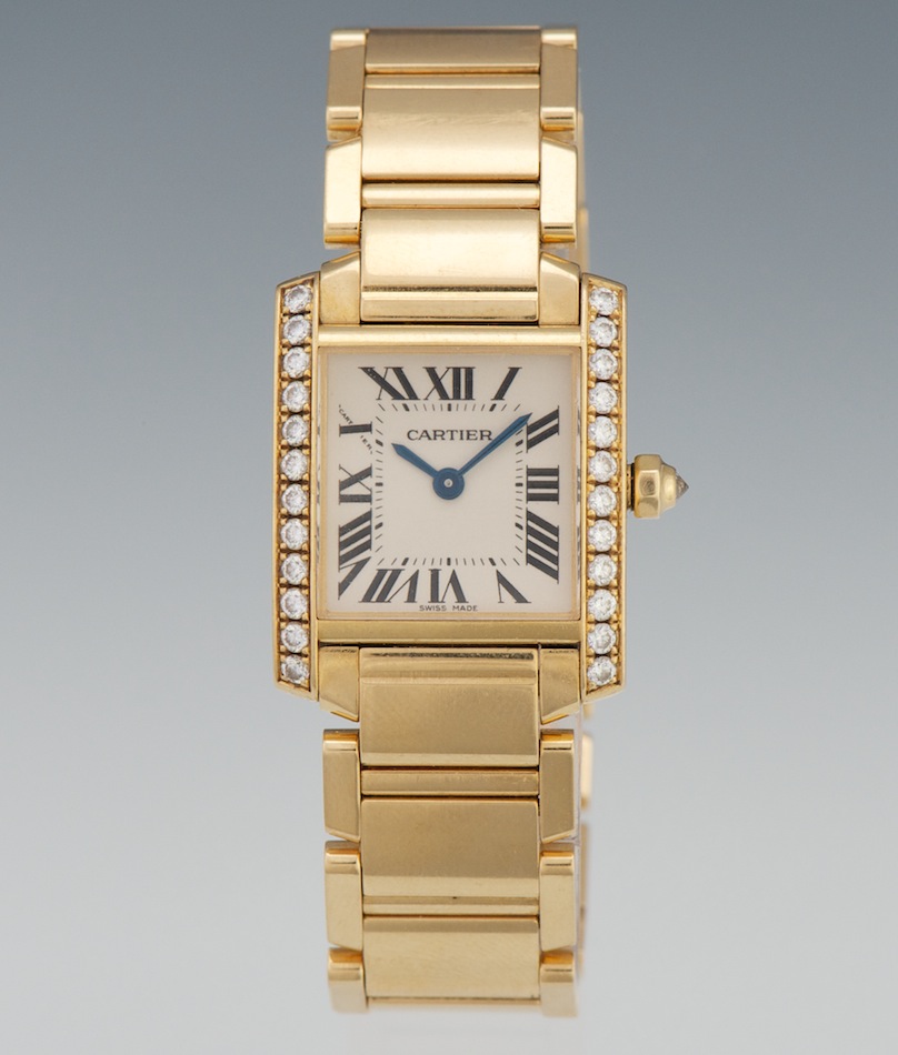 cartier tank francaise gold with diamonds
