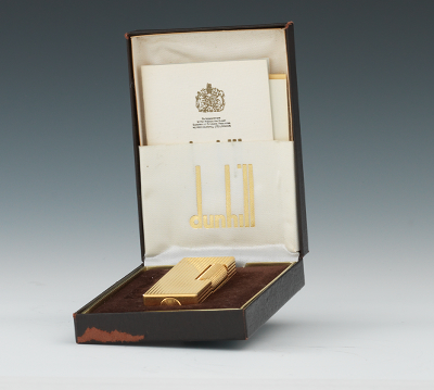 Alfred Dunhill Gold Plated Pinstripe Rollagas Lighter, 09.03.11, Sold ...