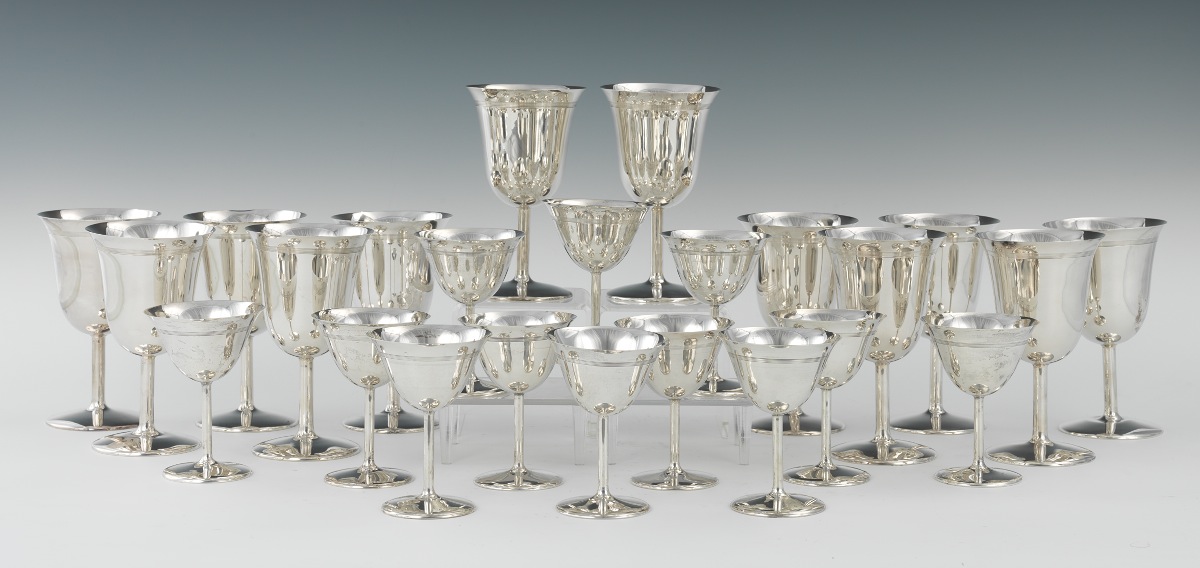 A Set of Sterling Silver Goblets in Two Sizes by International Silver Co. , 09.01.11, Sold 2242.5