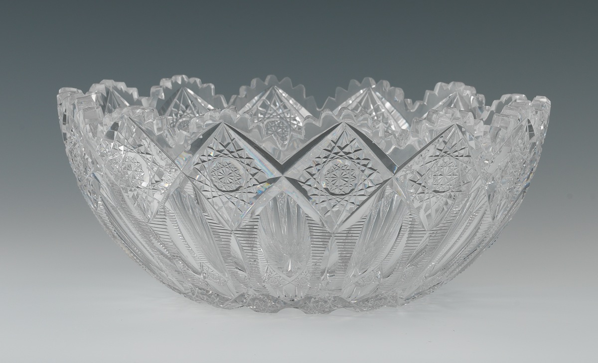 T G Hawkes Co American Brilliant Cut Crystal Centerpiece Bowl 